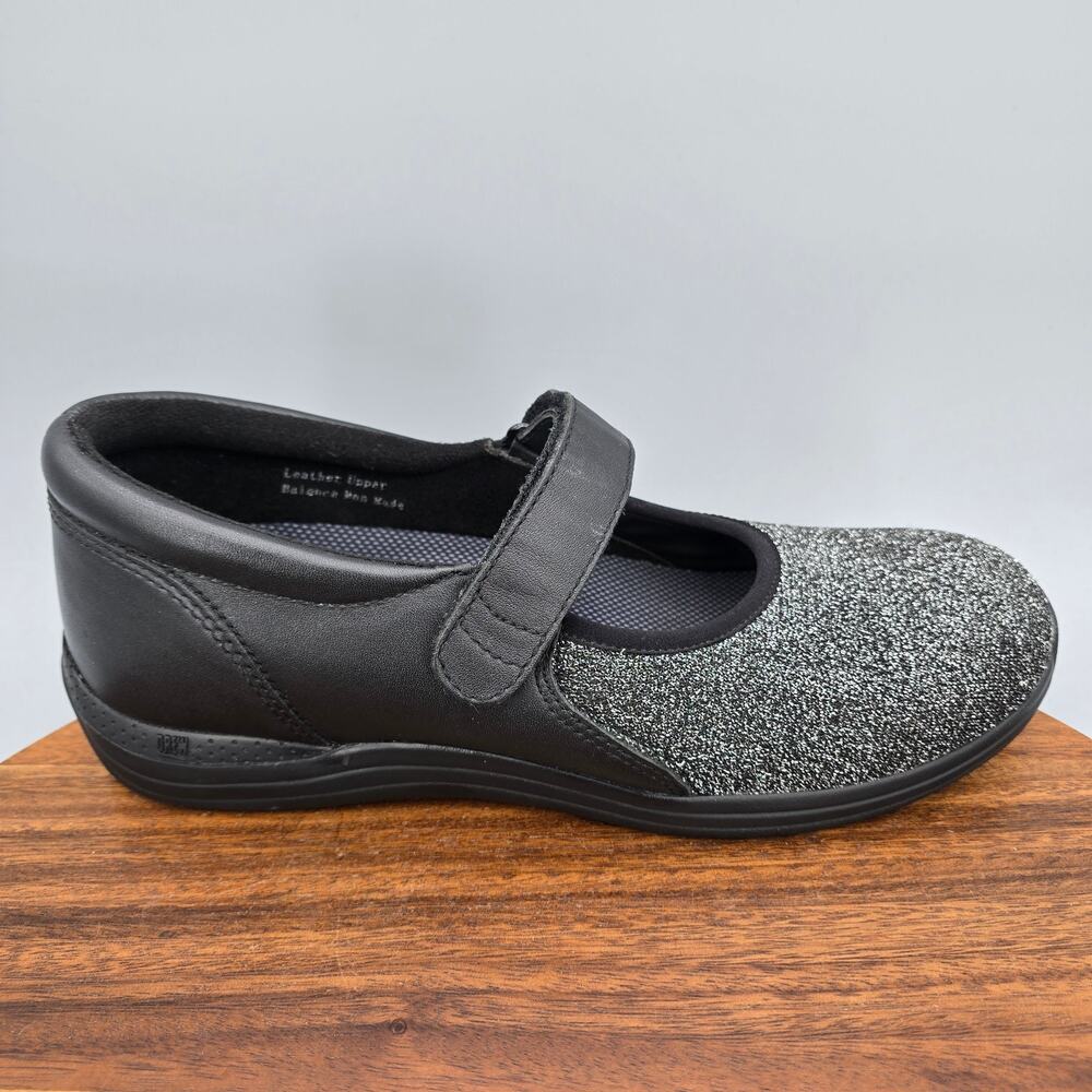 Drew Magnolia Shoes Womens 9.5 M Black Silver Leather Mary Jane Orthotic Comfort
